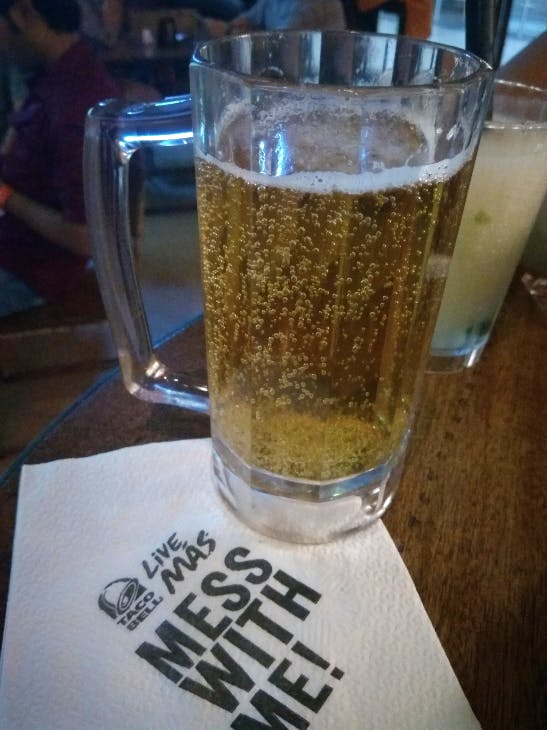 Draught Beer pitcher at Rs 300 at Taco Bell,  Nehru Place.