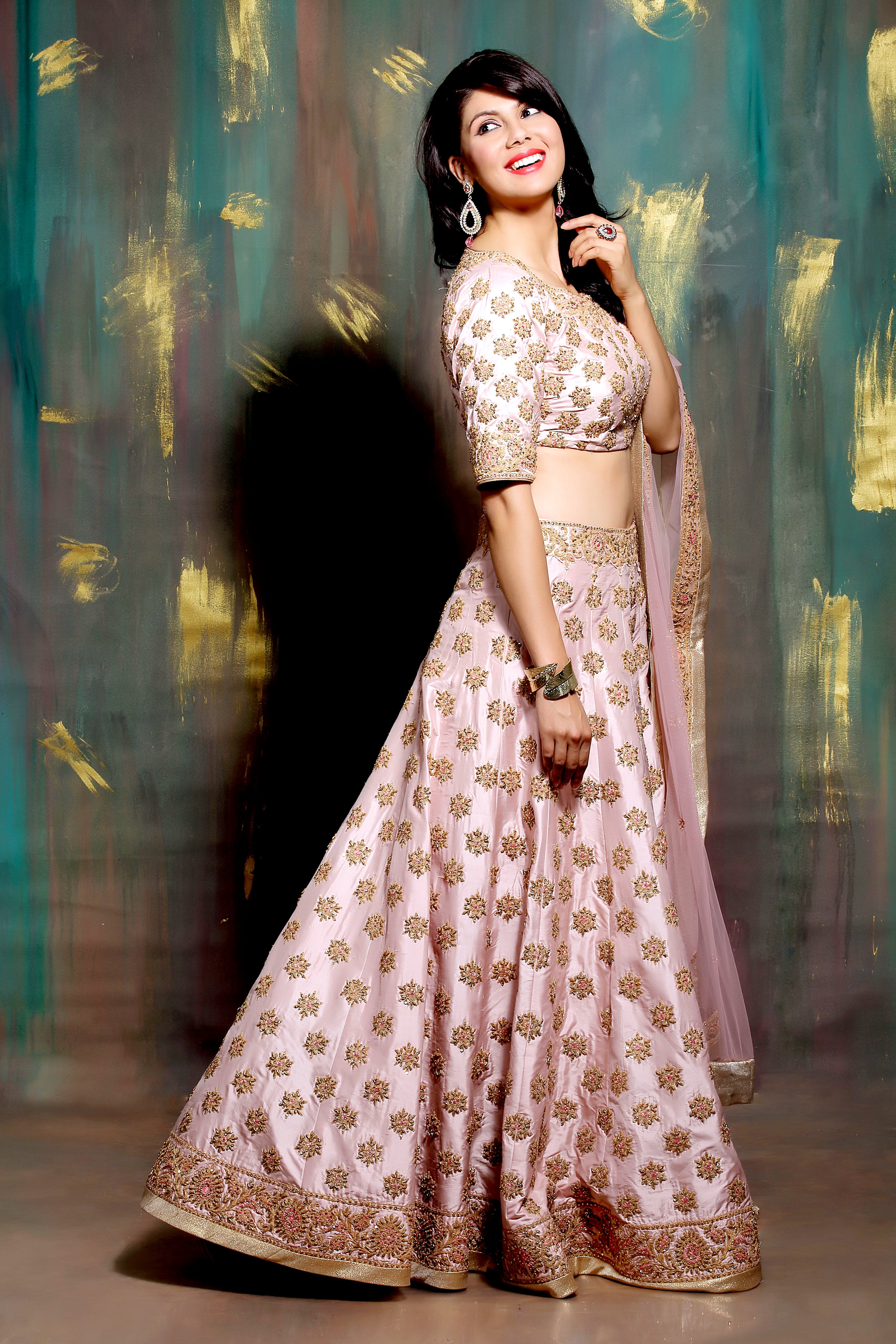 Traditional Wear Dusty Pink Color Stylish Lehenga Choli – Amrutamfab