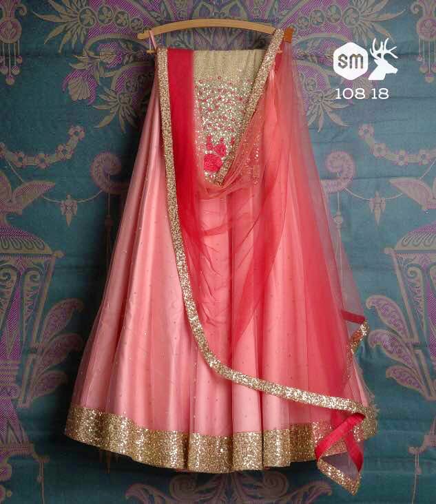 Clothing,Pink,Peach,Magenta,Maroon,Dress,Textile,Embroidery,Formal wear,Gown