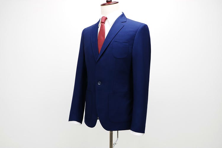 Clothing,Suit,Outerwear,Blue,Formal wear,Blazer,Jacket,Button,Tuxedo,Collar