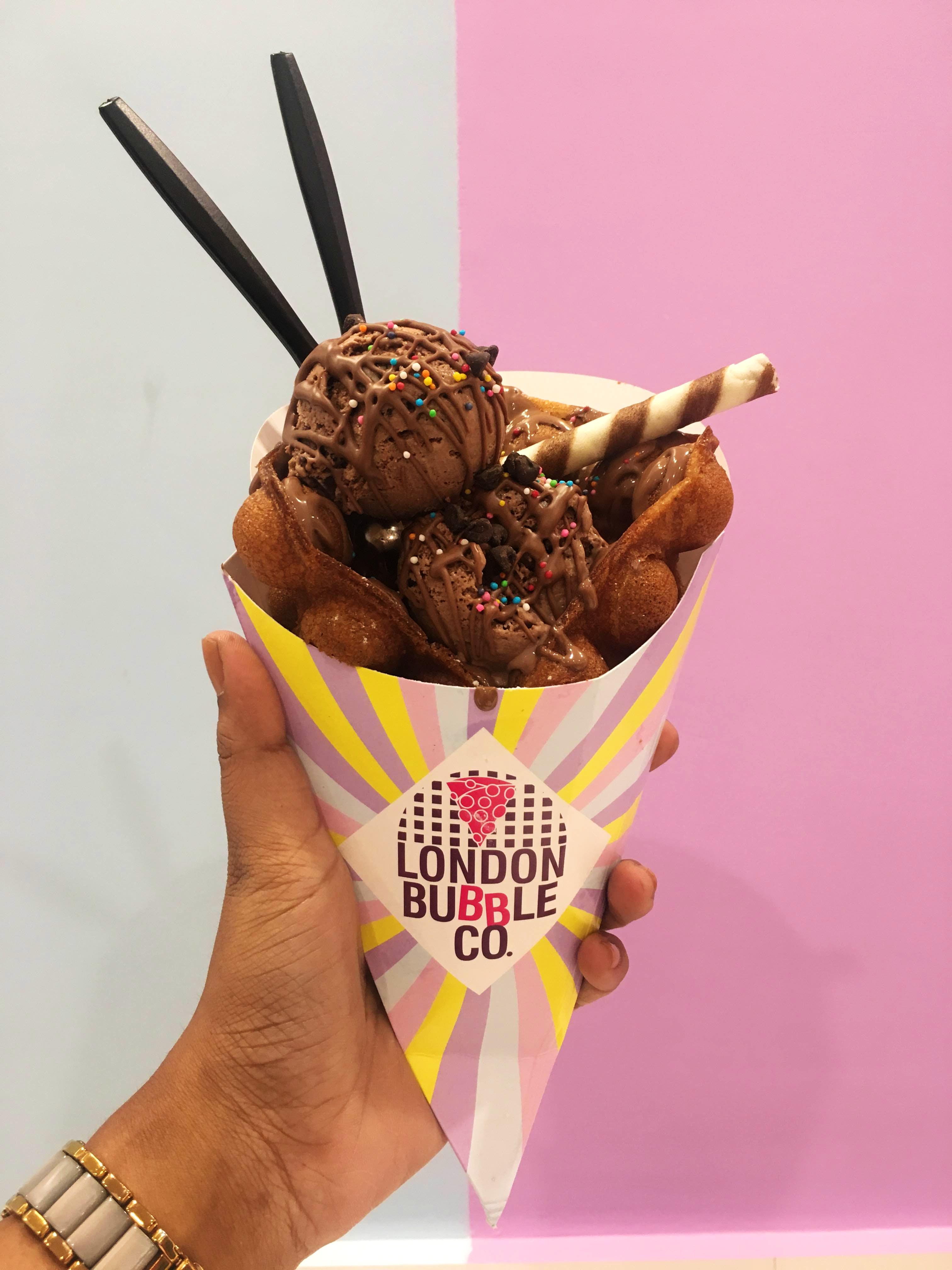 Bubble Waffle Ice Cream Banana Nutella Chocolate