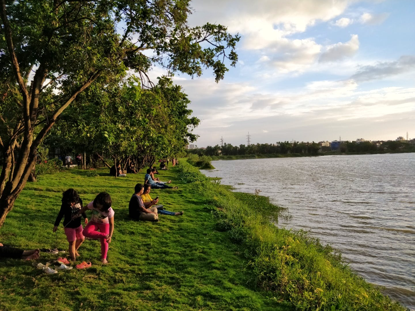 Water,Sky,Tree,Grass,River,Lake,Bank,Leisure,Morning,Shore