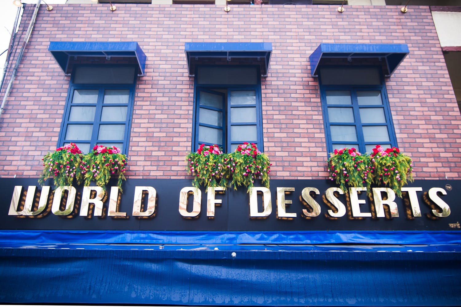 Blue,Majorelle blue,Facade,Architecture,Font,Real estate,Building,Window,Advertising,Brick