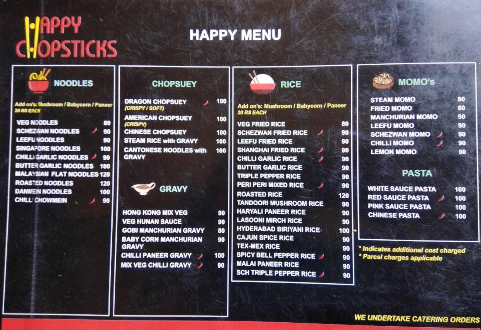 Happy chopsticks clearance menu