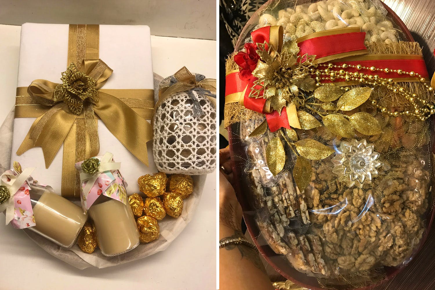 Present,Food,Hamper,Gift basket,Basket,Gift wrapping,Christmas ornament