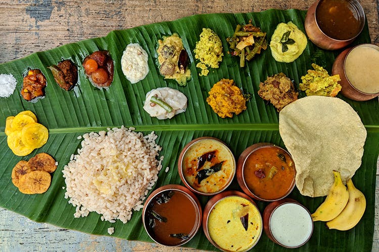 Dish,Food,Cuisine,Sadya,Banana leaf,Meal,Banana leaf rice,Ingredient,Andhra food,Tamil food