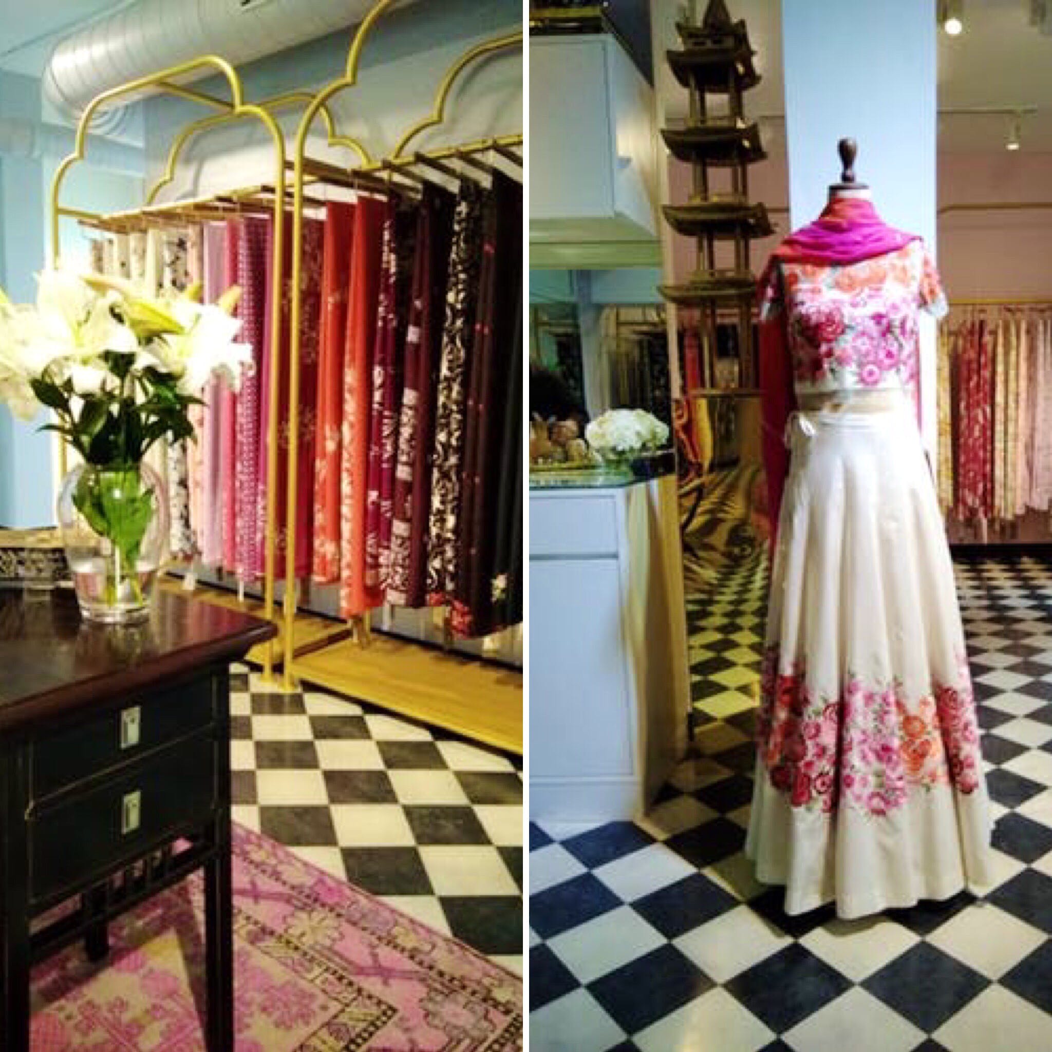 Room,Clothing,Pink,Dress,Boutique,Interior design,Fashion,Formal wear,Floor,Furniture