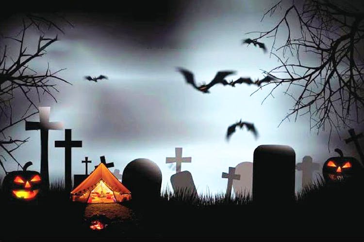 trick-or-treat,Sky,Cemetery,Fiction,Darkness,Atmospheric phenomenon,Night,Atmosphere,Tree,Grave