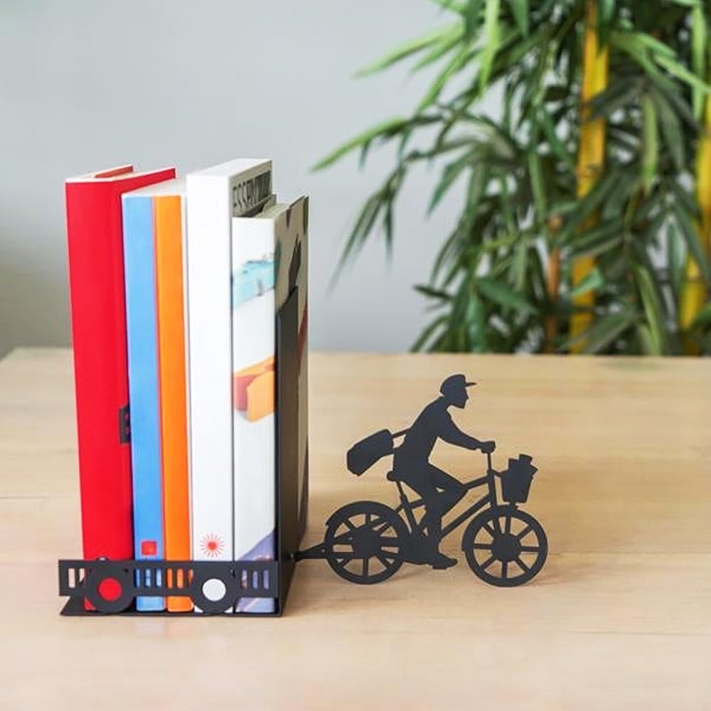 Bicycle,Vehicle,Font,Bookend,Box,Paper product,Metal