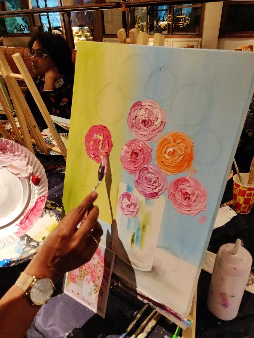 Watercolor paint,Paper,Paint,Visual arts,Artist,Child art,Art,Rose,Plant,Flower