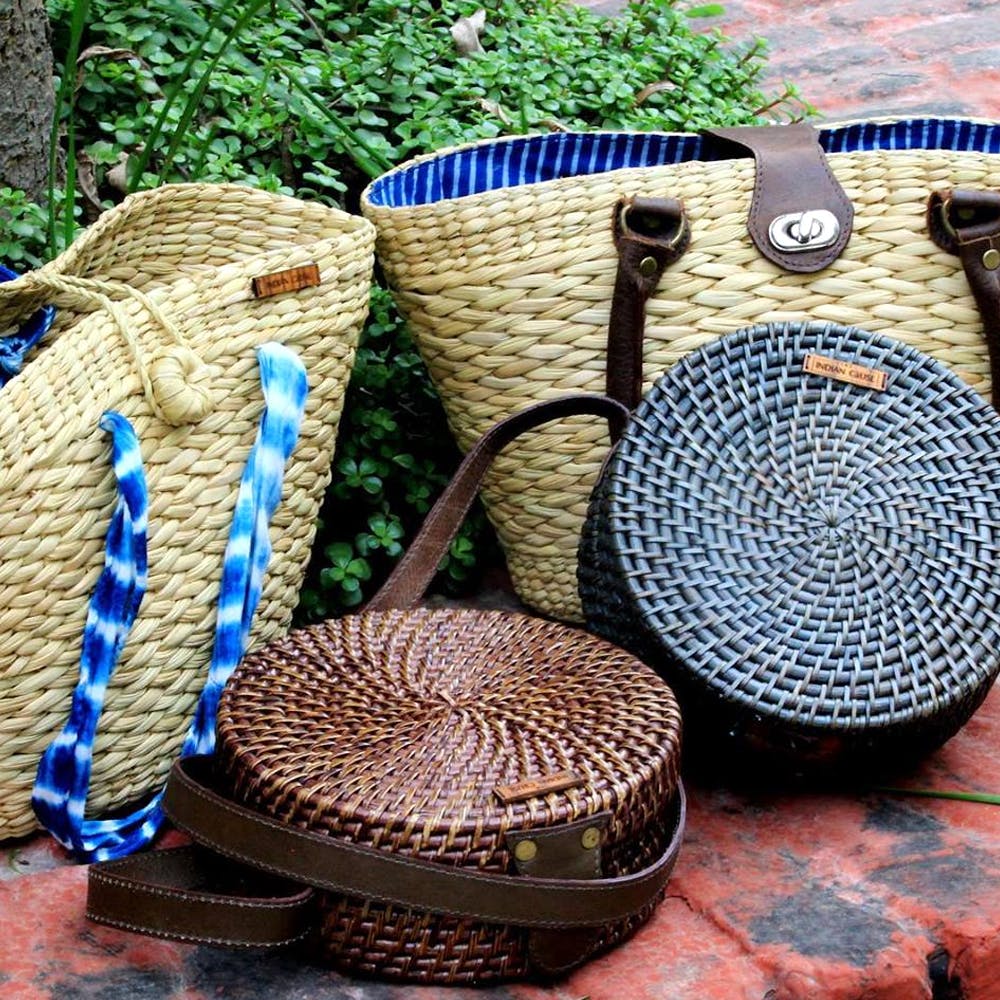 Buy round cane bag online India - Kamila Bag - ZIVELI