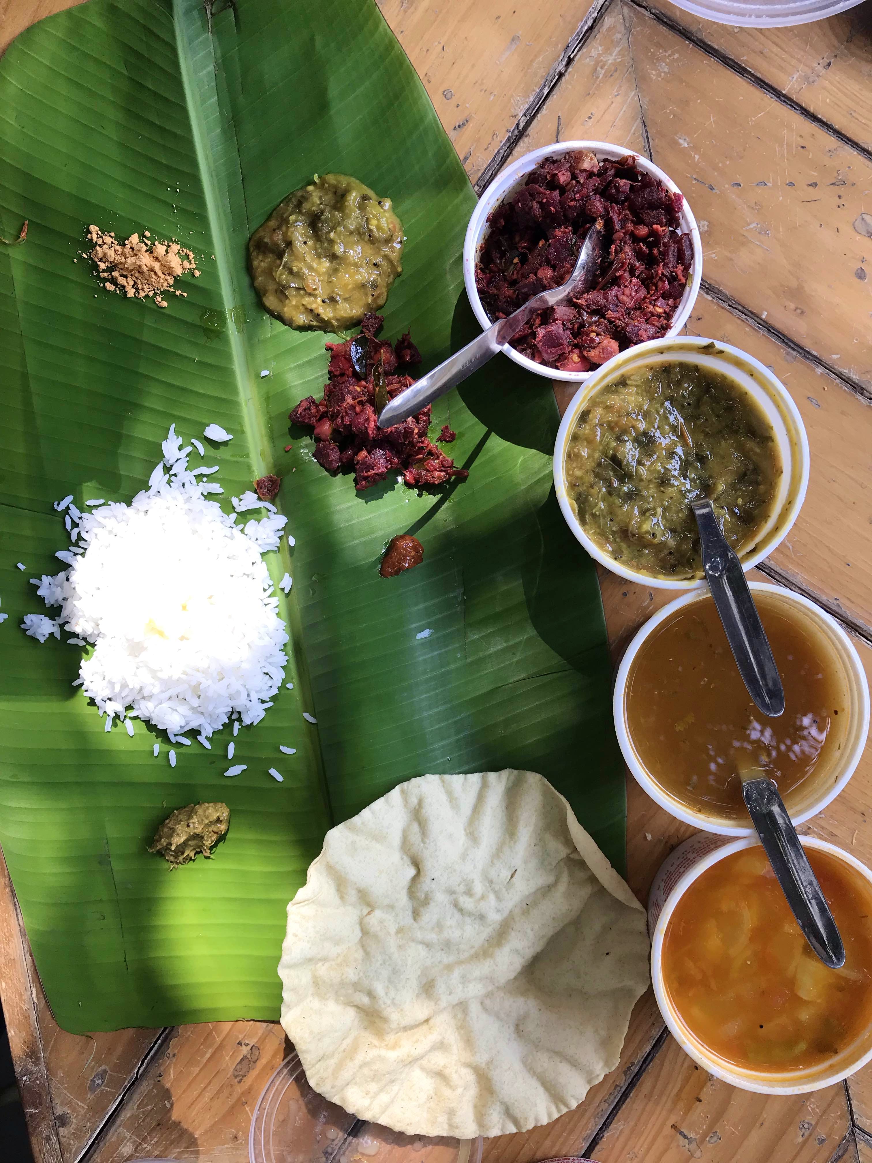 Dish,Food,Cuisine,Ingredient,Sadya,Banana leaf rice,Banana leaf,Leaf,Andhra food,Tamil food