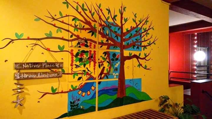 Mural,Wall,Tree,Art,Modern art,Organism,Room,Plant,Painting,Visual arts
