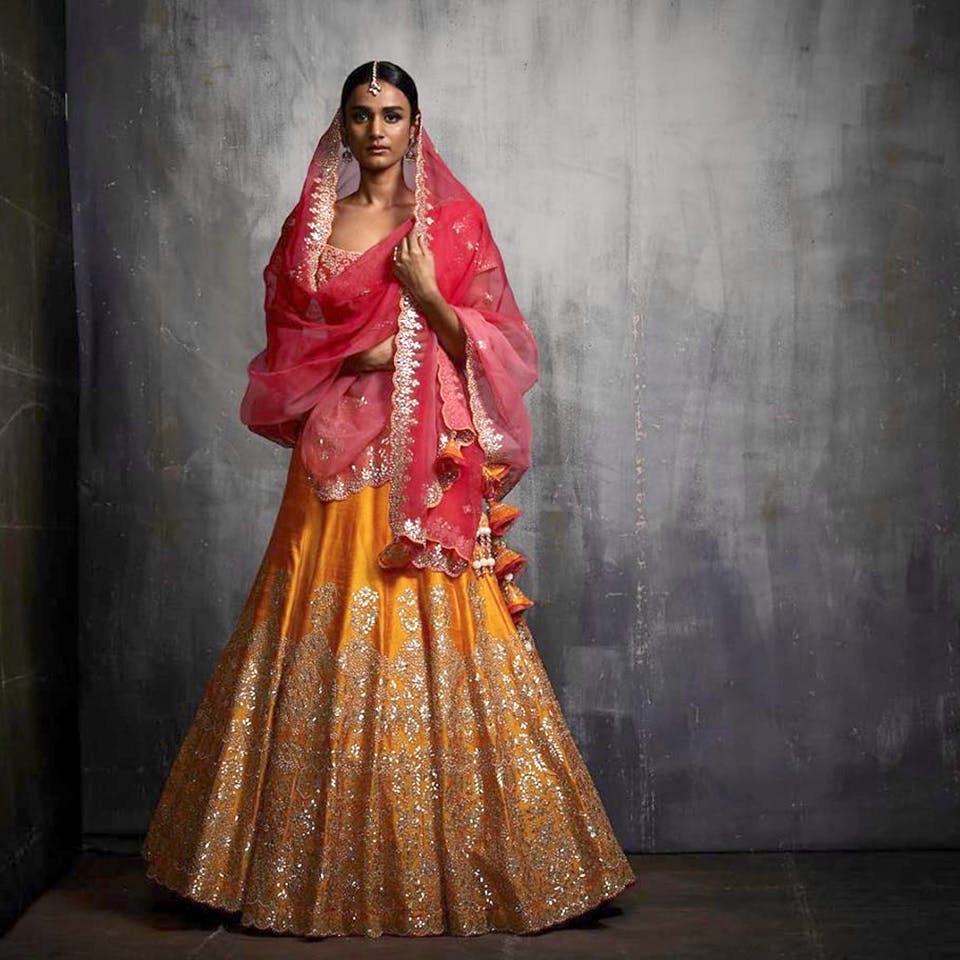 Clothing,Sari,Orange,Yellow,Lady,Formal wear,Fashion,Dress,Textile,Peach