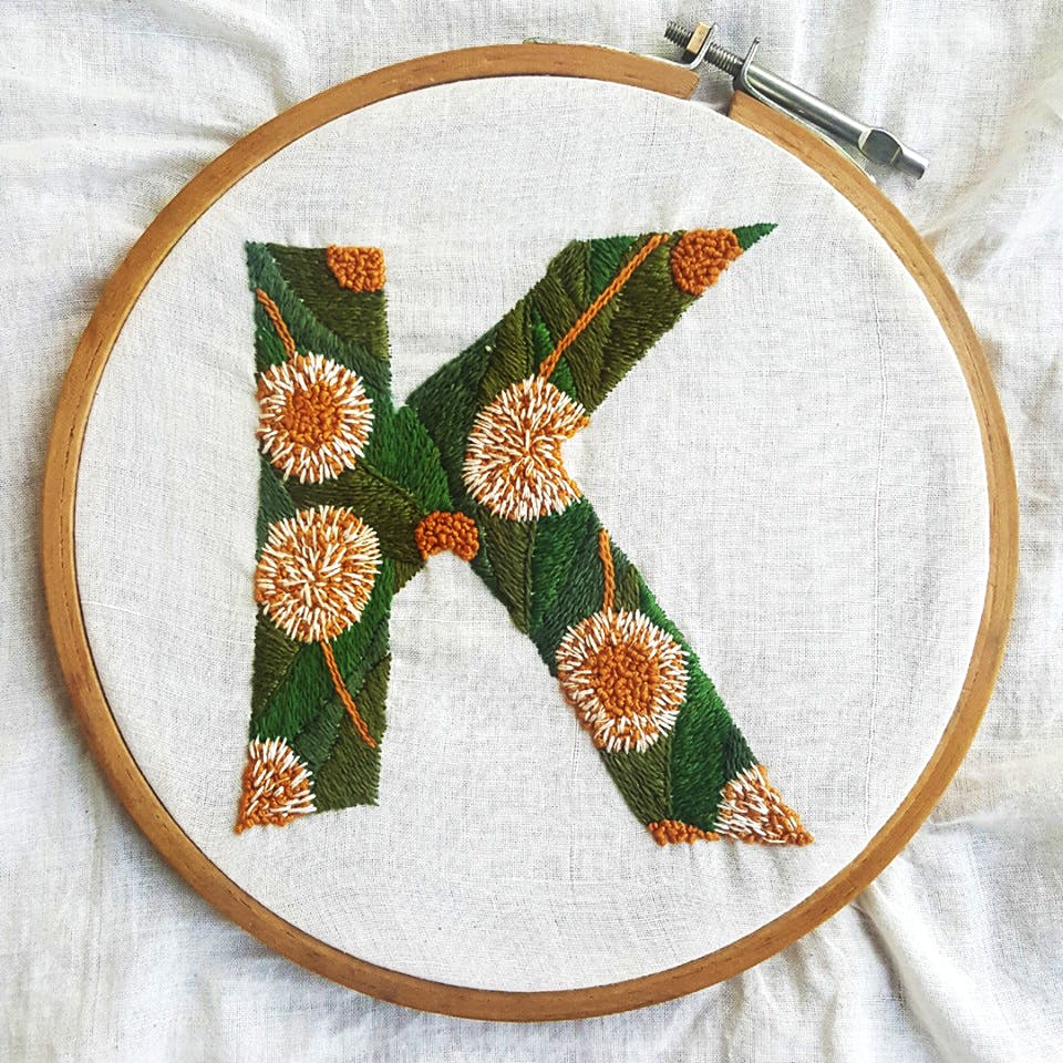 Needlework,Green,Embroidery,Textile,Stitch,Leaf,Circle,Pattern,Craft