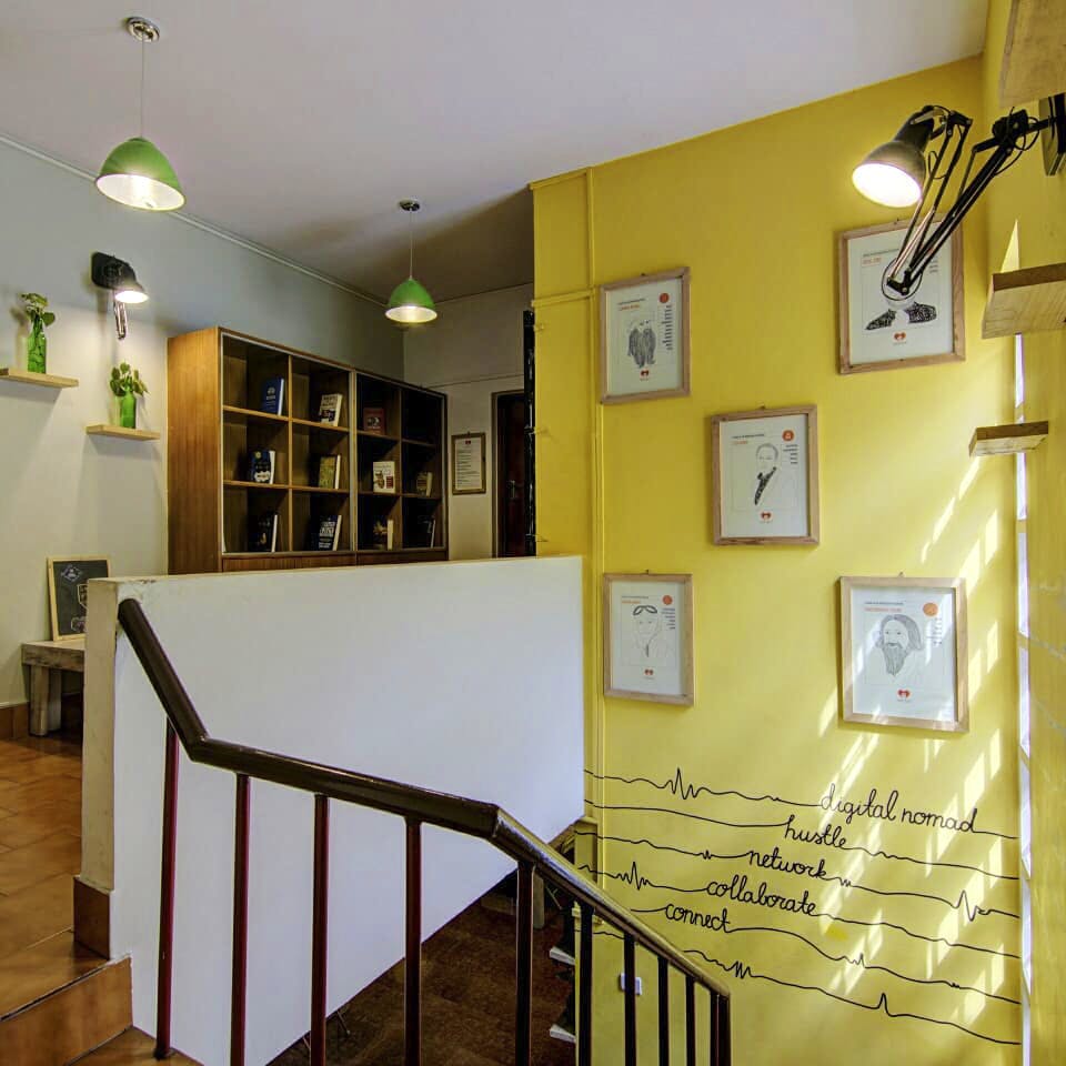 Room,Property,Handrail,Interior design,Building,Ceiling,Yellow,Wall,Floor,Furniture