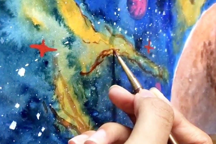 Galaxy painting on book cover workshop