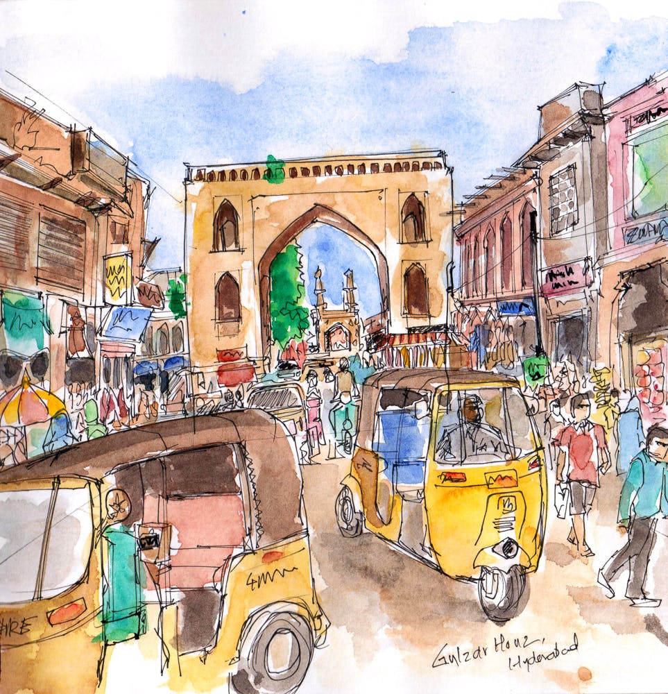 Live Sketching at Golconda Fort Hyderabad