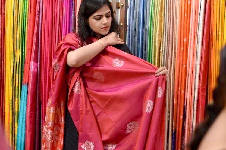 Clothing,Pink,Textile,Sari,Silk,Magenta,Formal wear,Room,Photography,Dress