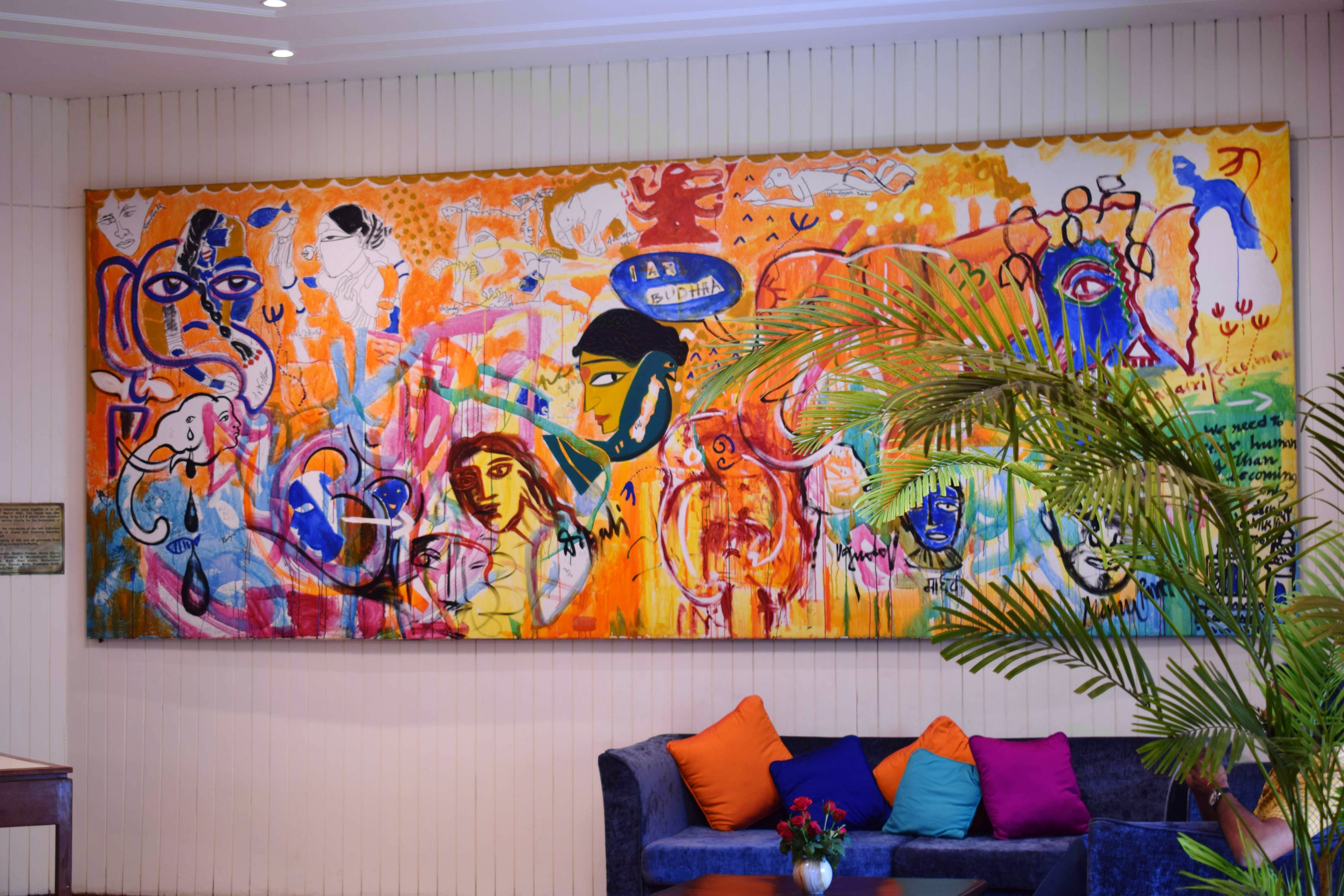 Painting,Modern art,Art,Mural,Wall,Visual arts,Room,Acrylic paint,Interior design,Artwork