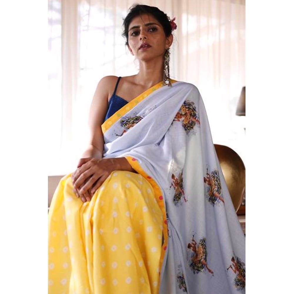 Clothing,Sari,Yellow,Silk,Blouse,Textile,Dress,Beige,Neck,Embroidery