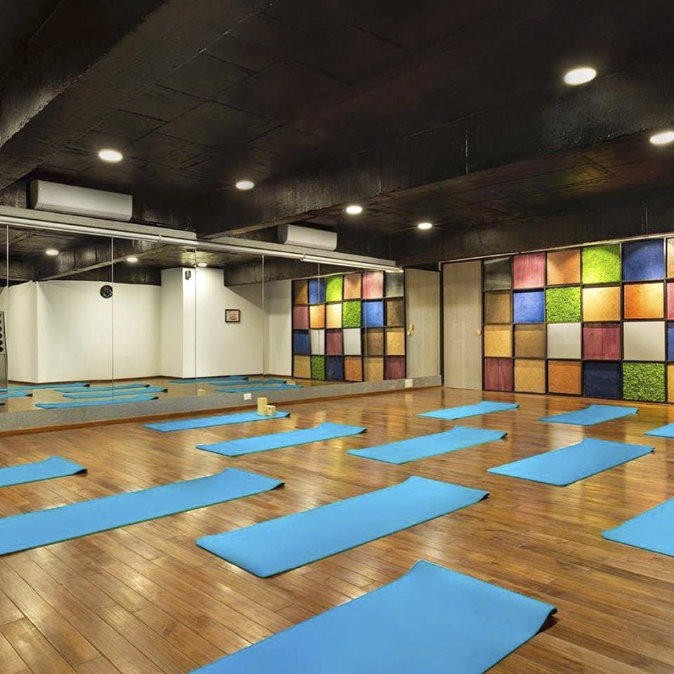 Premium Photo  Interior of a modern yoga studio with wooden floor