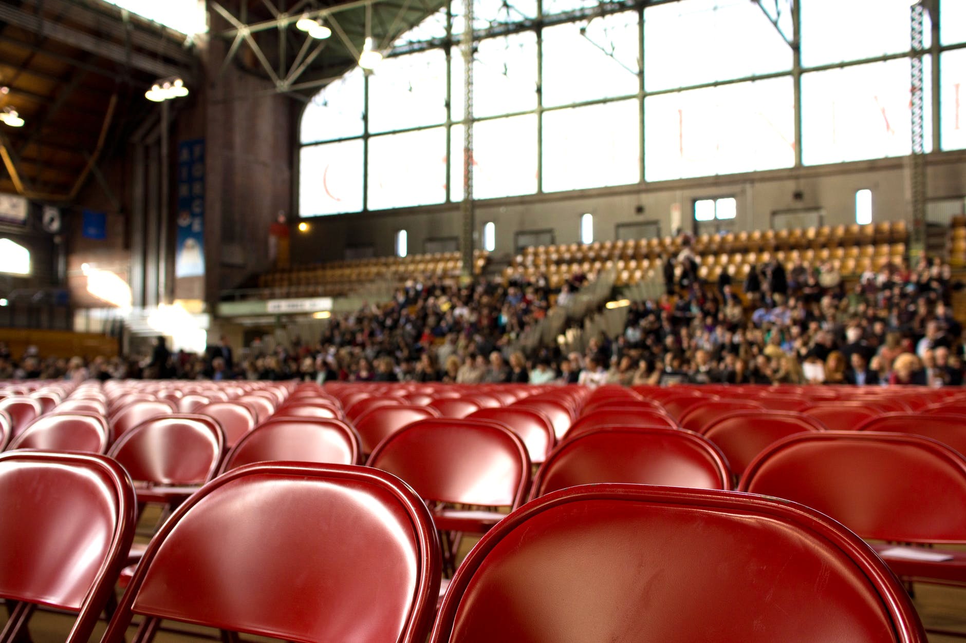 Auditorium,Red,Audience,Crowd,Conference hall,Chair,Event,Theatre,Architecture,Building