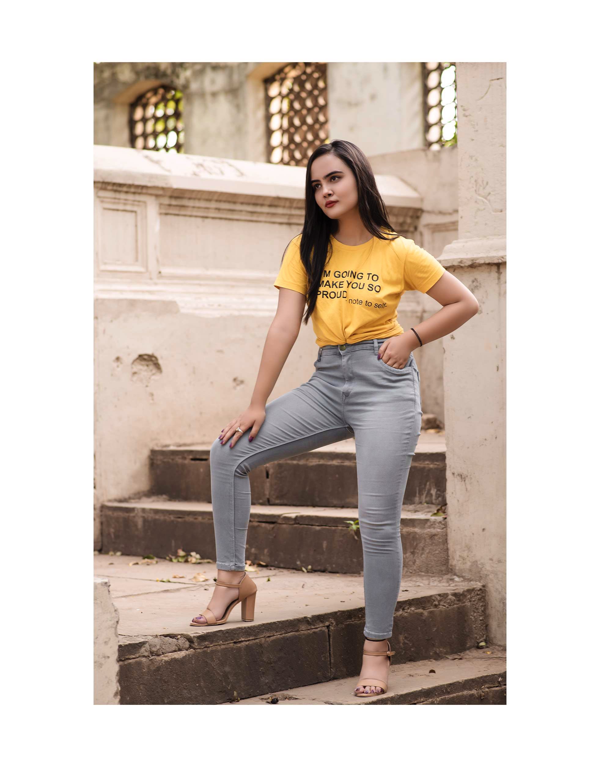 Clothing,Jeans,Yellow,Denim,Shoulder,Waist,Beauty,Fashion,Footwear,T-shirt