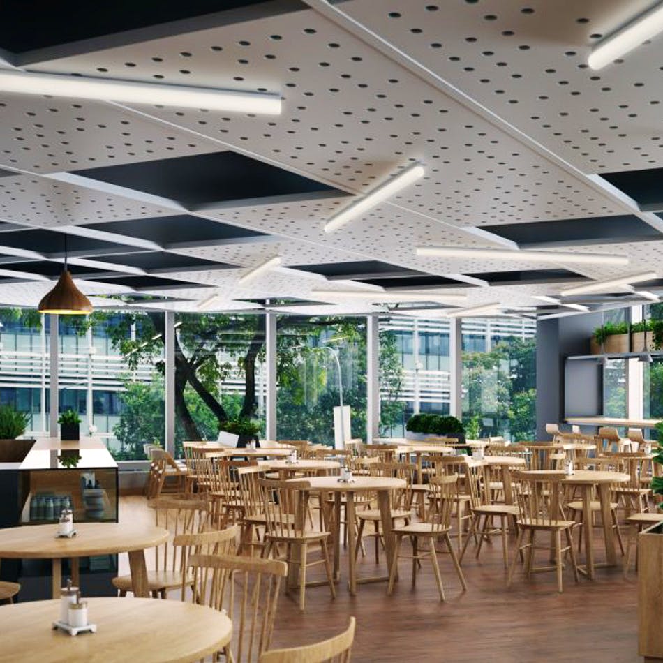 Building,Restaurant,Ceiling,Interior design,Architecture,Lighting,Room,Cafeteria,Table,Roof