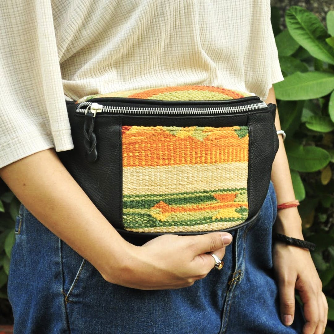 Green,Orange,Jeans,Denim,Yellow,Waist,Pocket,Bag,Beige,Messenger bag