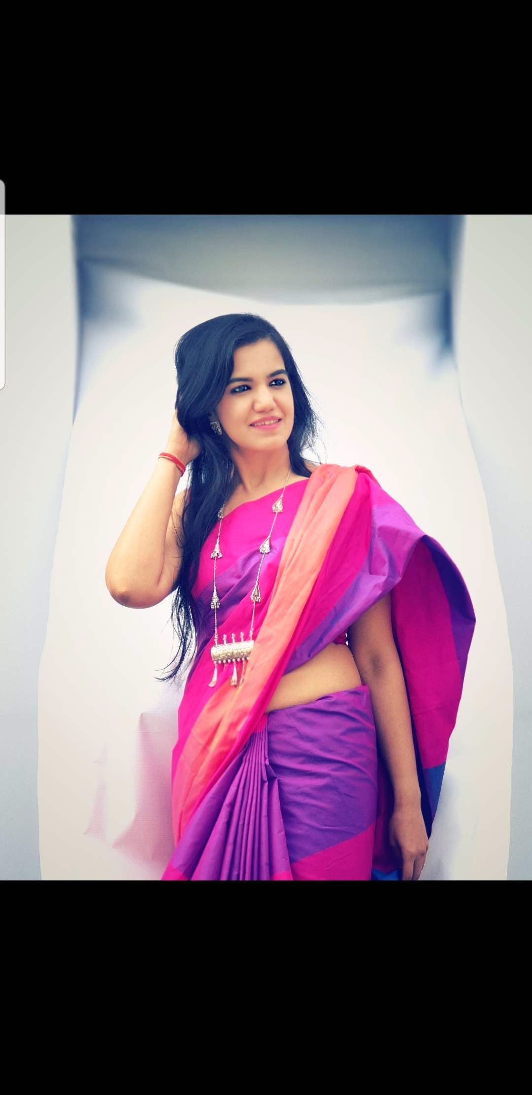 Sari,Clothing,Blue,Pink,Magenta,Purple,Beauty,Photo shoot,Cool,Formal wear