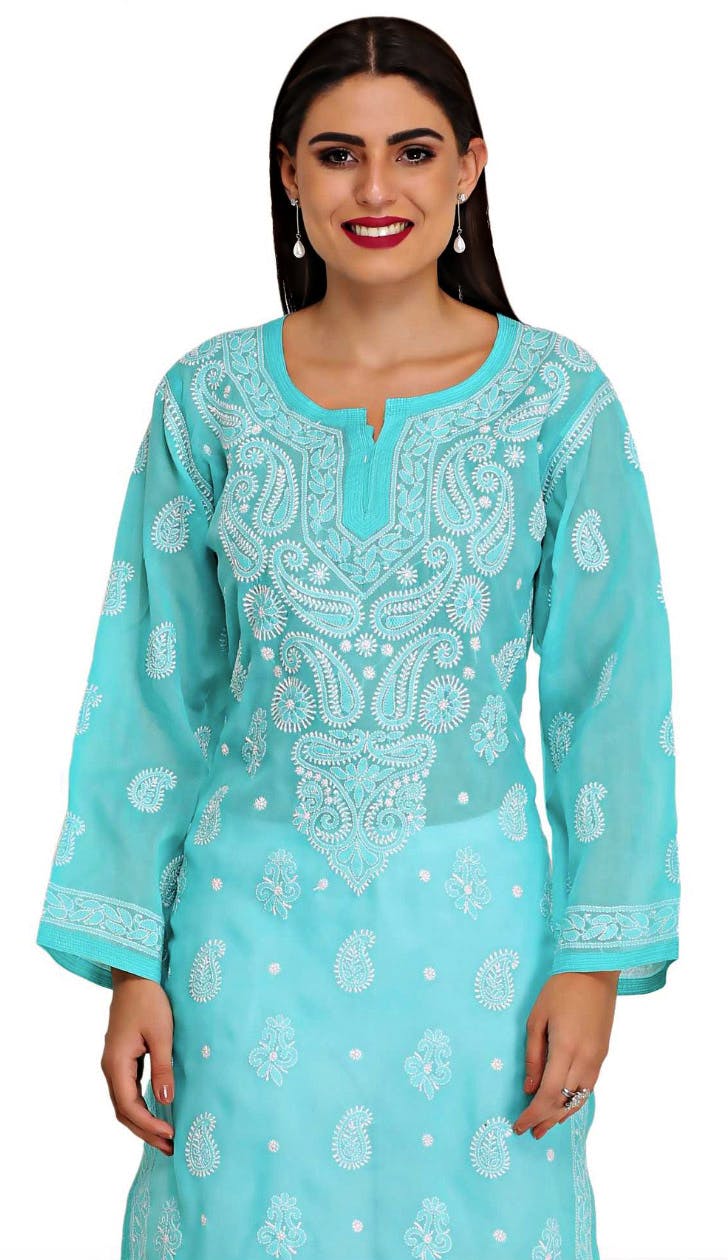 White Chikankari Saree Eesha Handmade Lucknow Chikankari Sari Blouse Indian  Wear | eBay