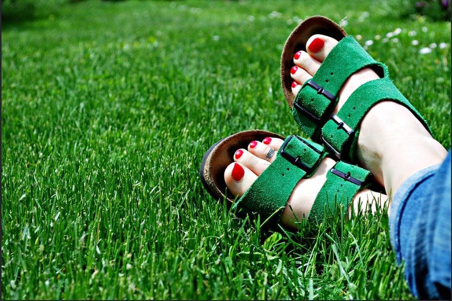 People in nature,Grass,Green,Lawn,Footwear,Shoe,Leg,Grass family,Plant,Finger