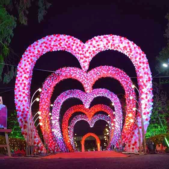 Lighting,Light,Pink,Architecture,Night,Heart,Arch,Event,Fête,Holiday