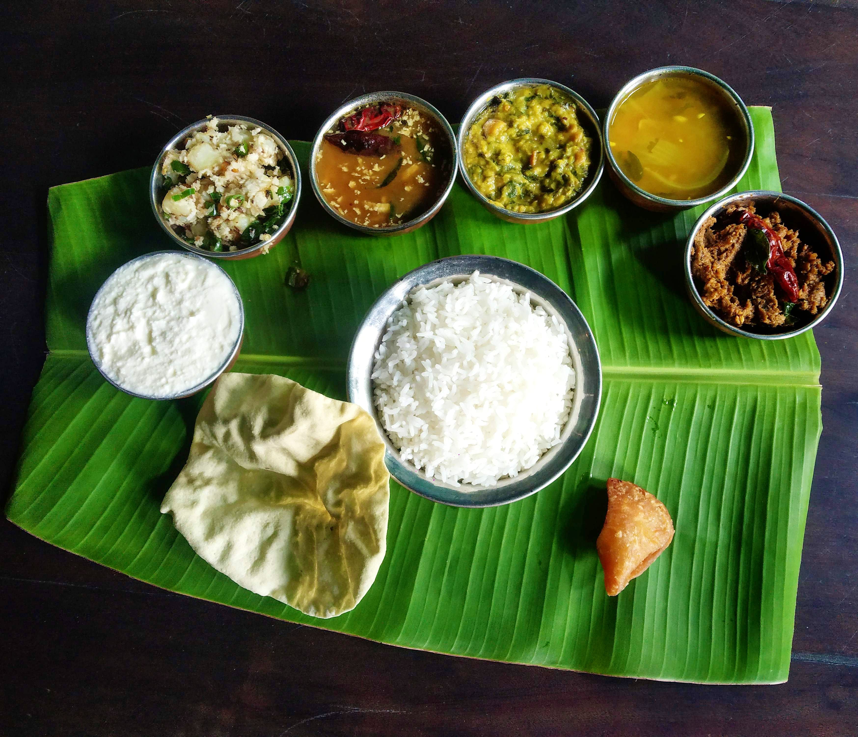 Food,Sadya,Dish,Cuisine,Andhra food,Ingredient,Chutney,Tamil food,Indian cuisine,Vegetarian food
