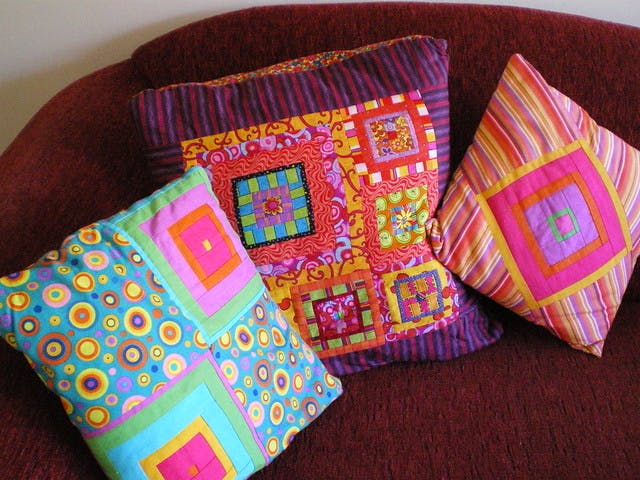 Patchwork,Pink,Textile,Quilting,Linens,Cushion