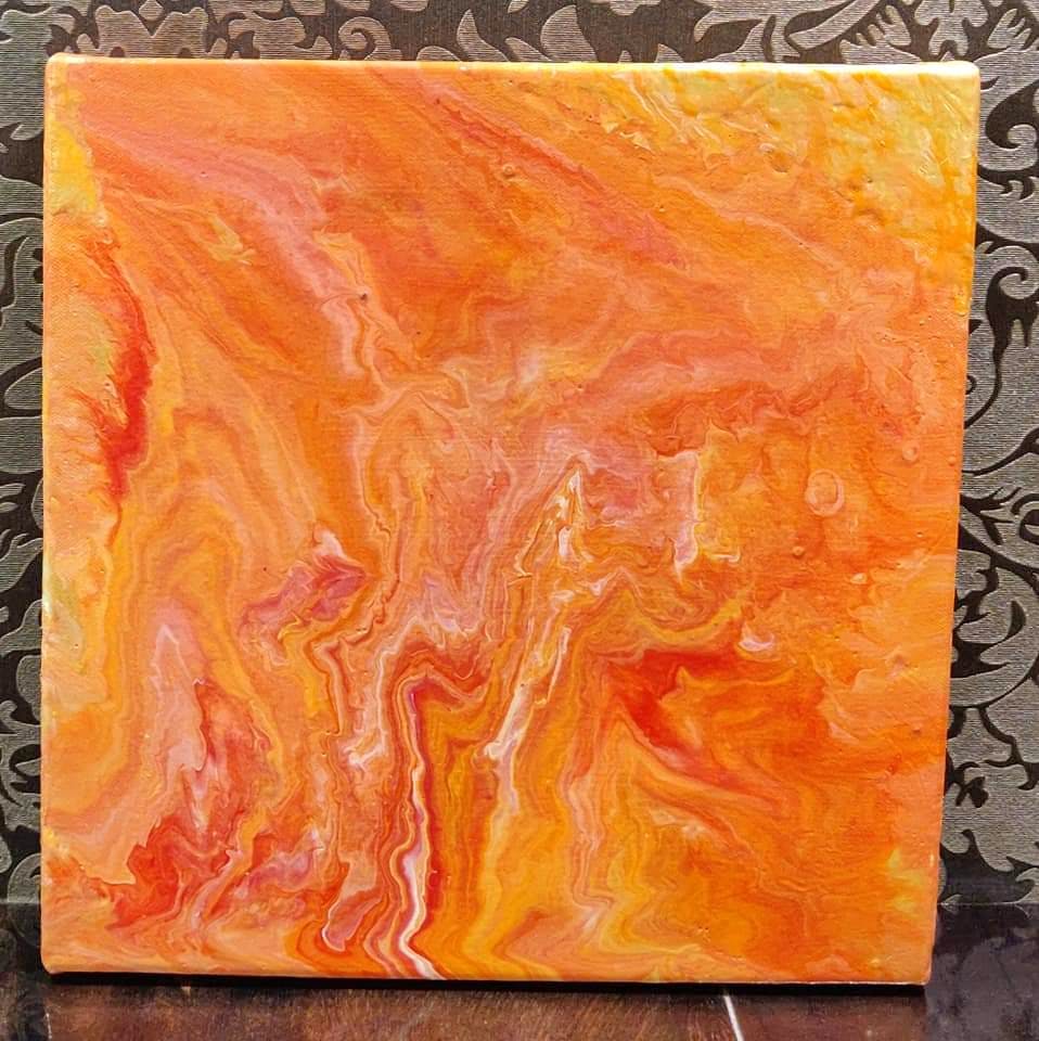 Orange,Painting,Acrylic paint,Modern art,Yellow,Art,Paint,Artwork,Rectangle
