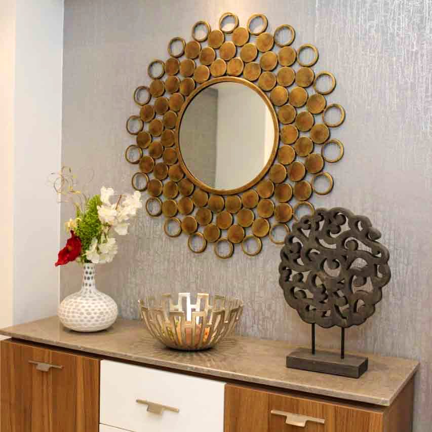 Mirror,Room,Furniture,Table,Circle,Wall,Interior design,Wood,Plant,Interior design