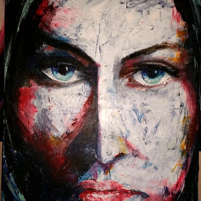 Face,Painting,Cheek,Head,Acrylic paint,Art,Watercolor paint,Modern art,Visual arts,Portrait