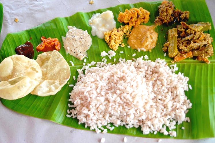 Dish,Food,Cuisine,Banana leaf rice,Sadya,Ingredient,Rice,Andhra food,Vegetarian food,Banana leaf