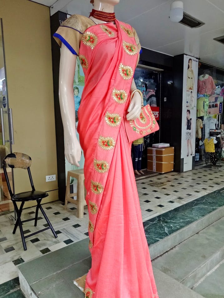 Clothing,Pink,Sari,Formal wear,Dress,Peach,Gown,Textile,Tradition,Fashion design