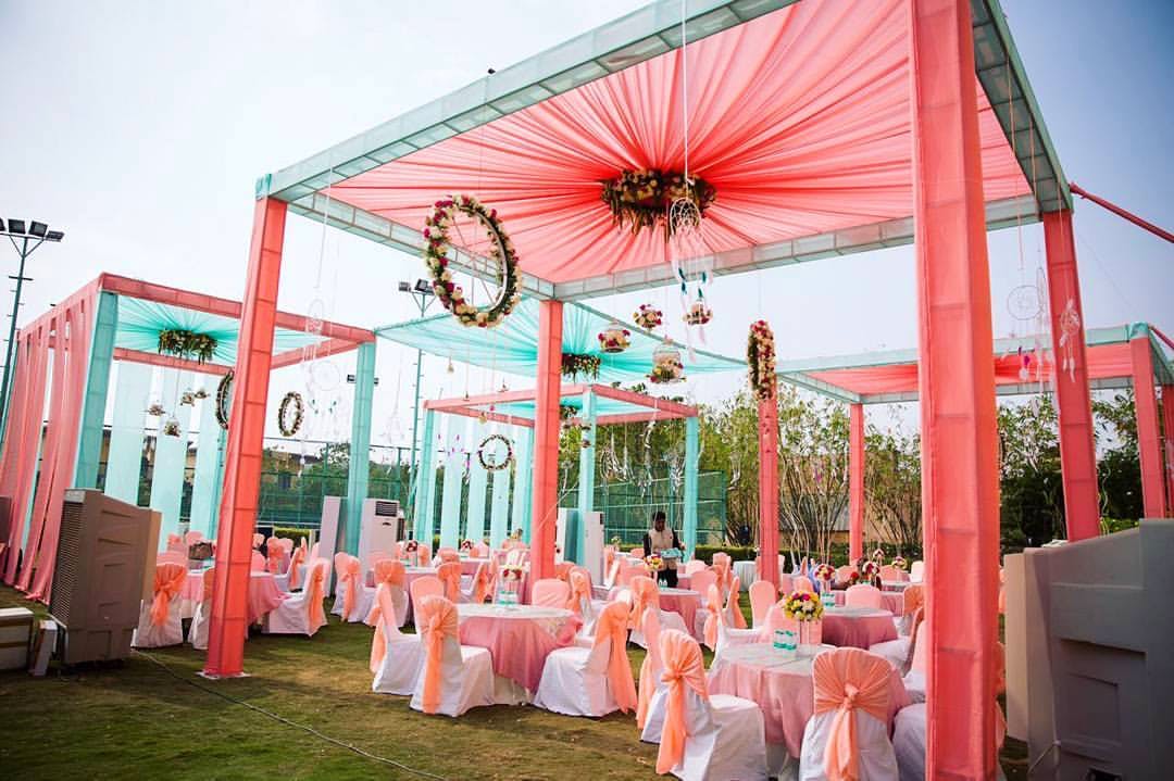 Pink,Event,Decoration,Ceremony,Wedding reception,Wedding,Canopy,Party,Peach,Function hall