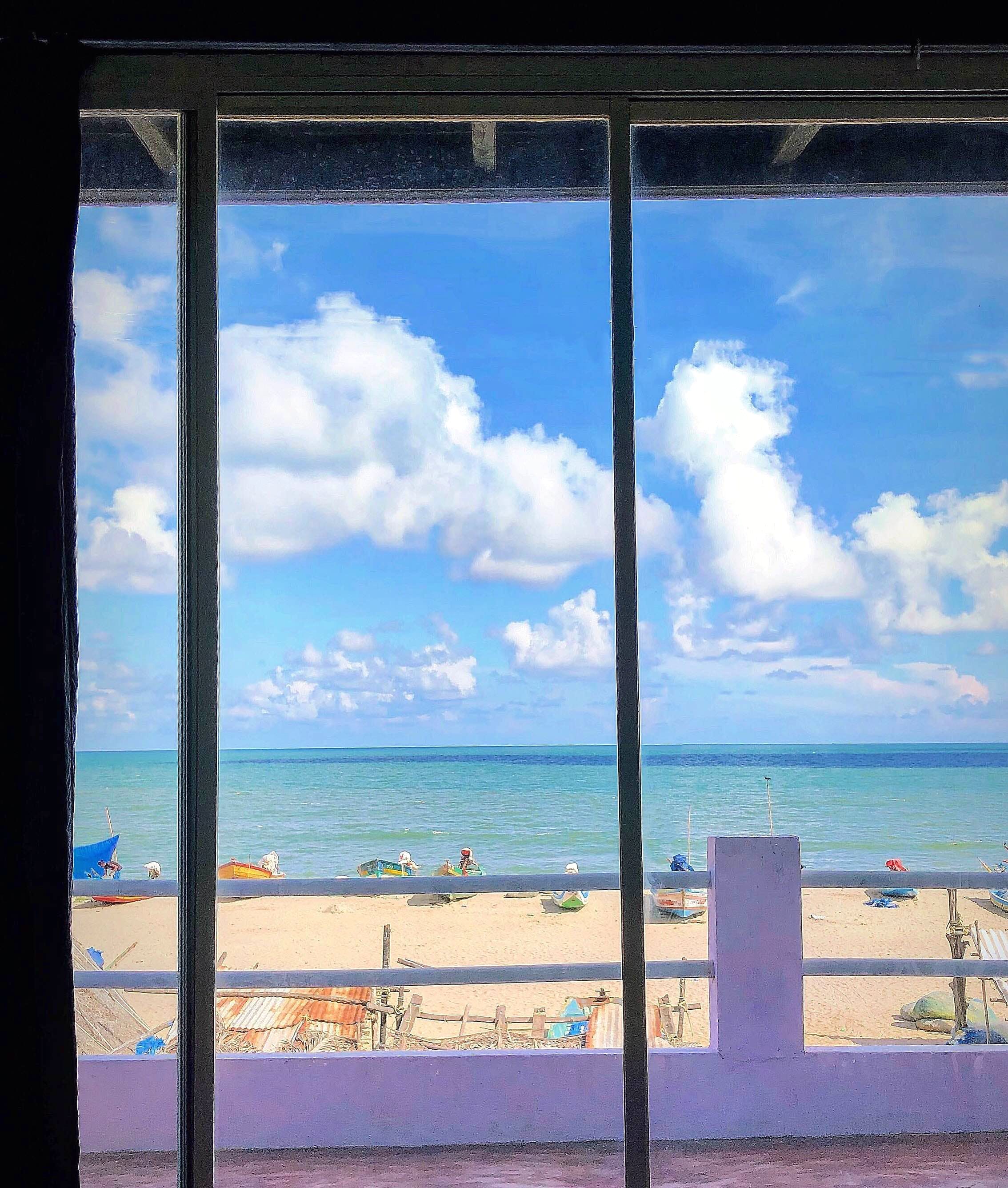Blue,Sky,Sea,Window,Ocean,Azure,Cloud,Beach,Vacation,Glass