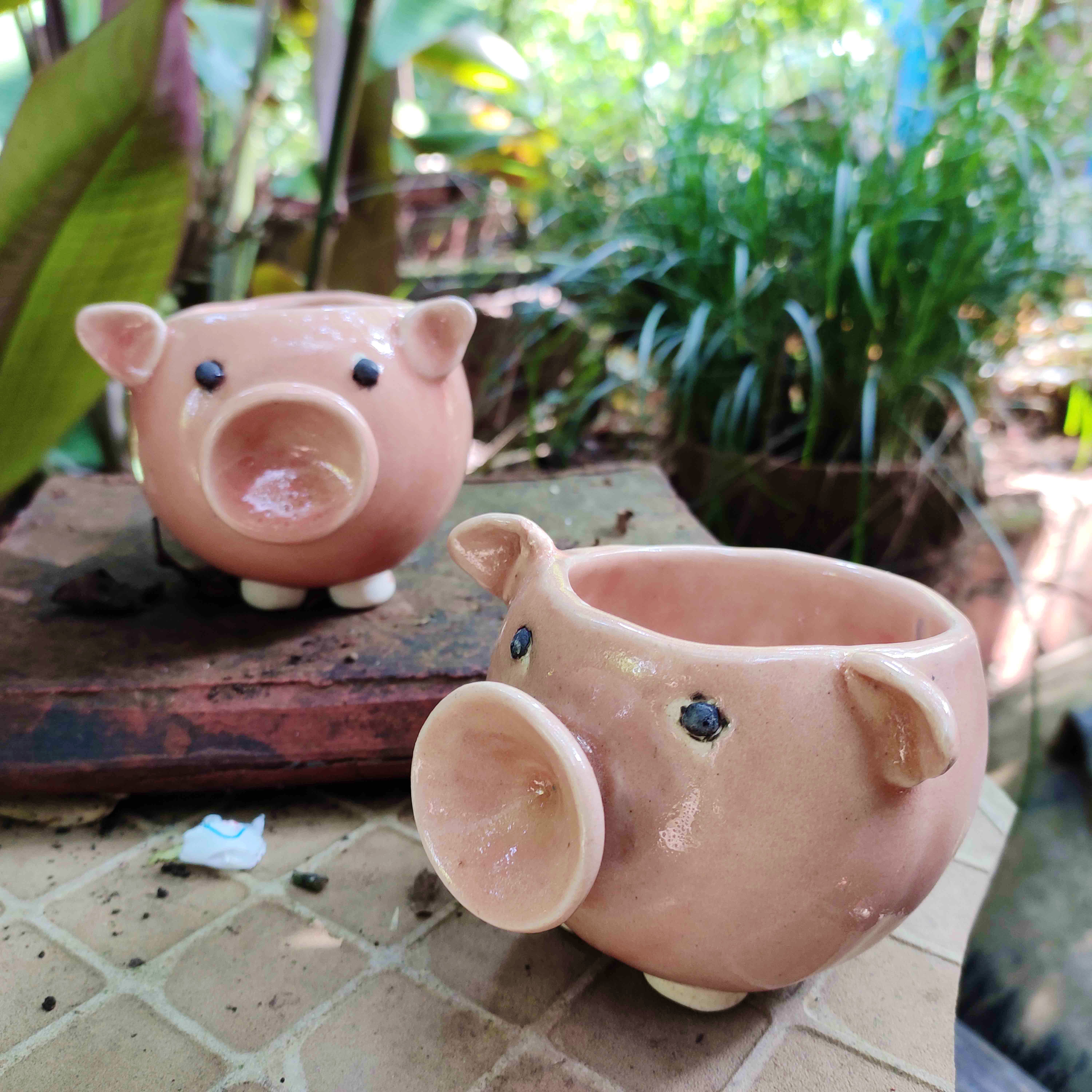 Domestic pig,Flowerpot,Pottery,Pink,Saving,Ceramic,Suidae,Piggy bank,Snout,Clay