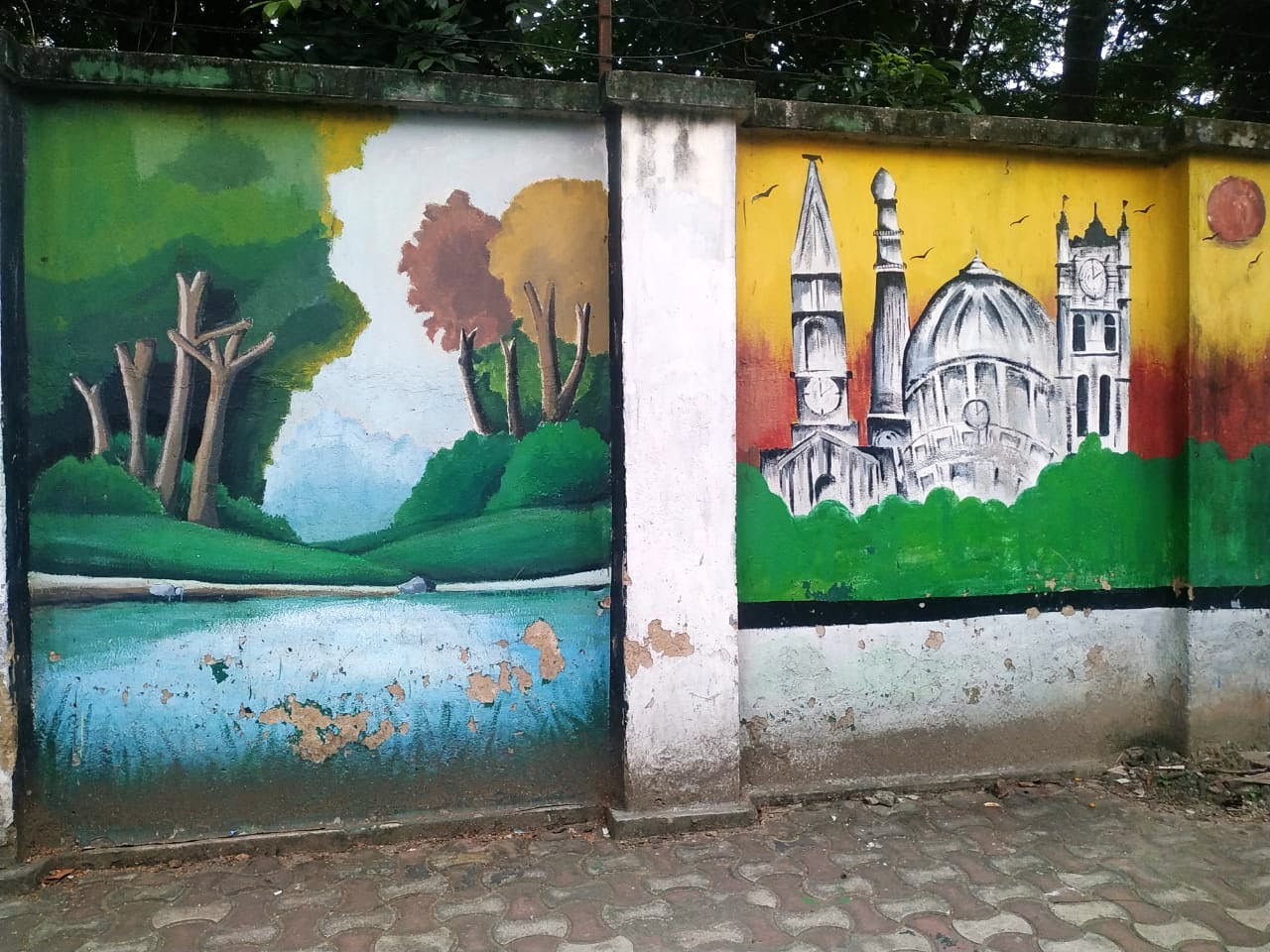 Green,Wall,Street art,Art,Graffiti,Mural,Tree,Painting,Architecture,Visual arts