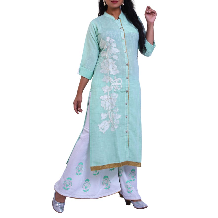 Clothing,White,Green,Turquoise,Aqua,Sleeve,Embroidery,Formal wear,Dress,Outerwear