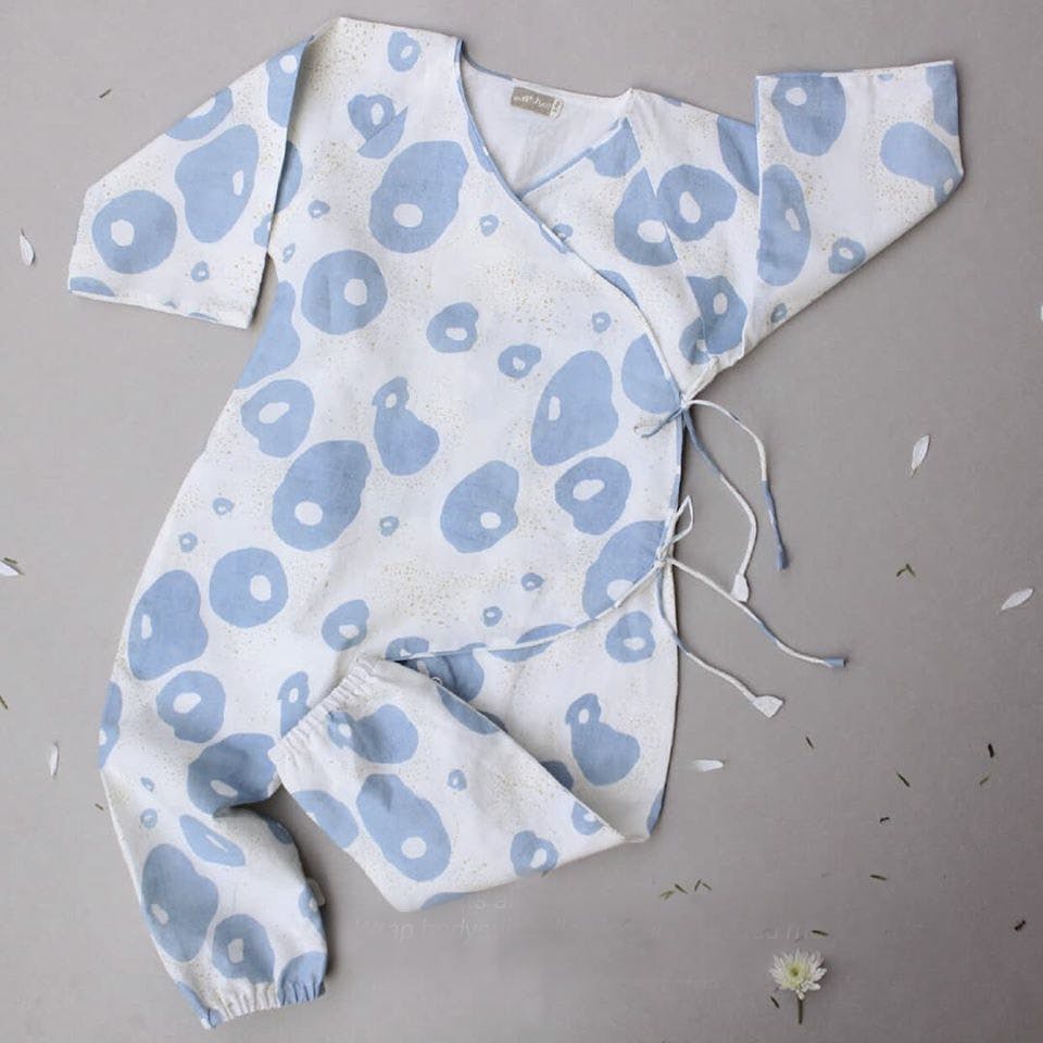 Blue,Product,White,Baby & toddler clothing,Pattern,Design,Pattern,Textile,Infant bodysuit,Sleeve