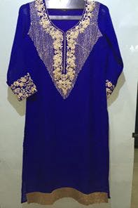 Clothing,Cobalt blue,Blue,Sleeve,Electric blue,Blouse,Dress,Neck,Formal wear,Embroidery