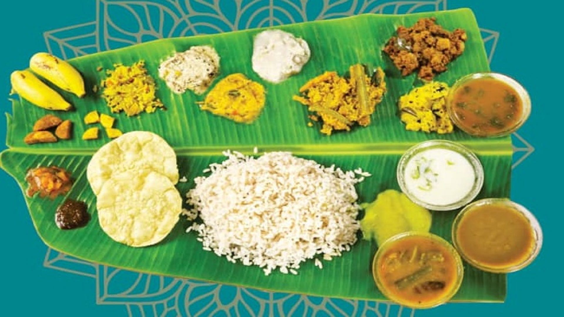 Dish,Food,Cuisine,Sadya,Banana leaf rice,Andhra food,Meal,Ingredient,Tamil food,Banana leaf
