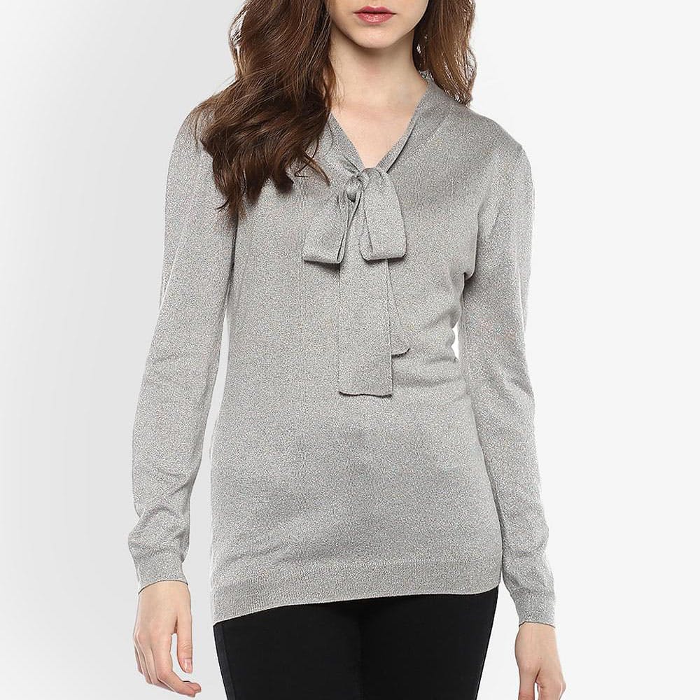 Milly tie discount neck pullover sweater